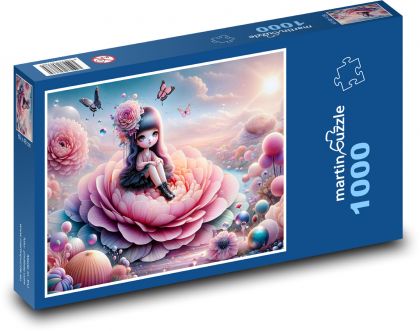 Kleines Mädchen auf einer blühenden Rose - Puzzle - 1000 Teile