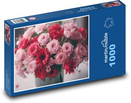 Różowe kwiaty urodzinowe - Puzzle 1000 elementów, rozmiar 60x46 cm