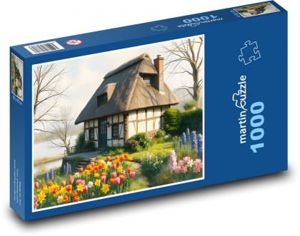 Lake house with garden - Puzzle 1000 pieces, size 60x46 cm 