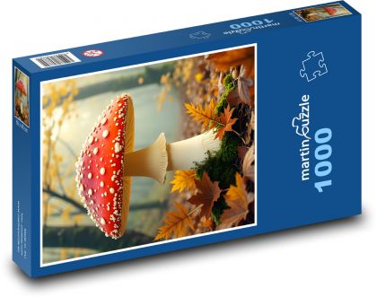 Červená muchomůrka v lese - Puzzle 1000 dielikov, rozmer 60x46 cm