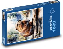 Bobr sedící u řeky Puzzle 1000 - 60x46 cm