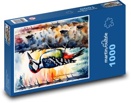 Datel v lese na stromě - puzzle 1000 dílků