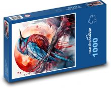 Farebný vták pri planéte Puzzle 1000 dielikov - 60 x 46 cm