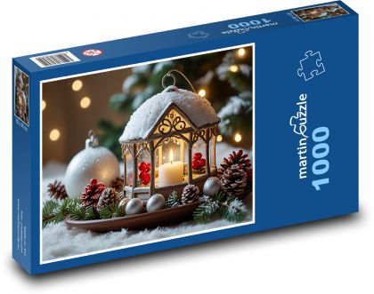 Hořící vánoční svíčka - Puzzle 1000 dílků, rozměr 60x46 cm