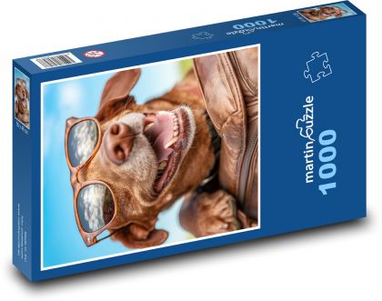 Vysmátý pes s brýlemi - puzzle 1000 dílků