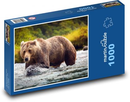 Łowienie niedźwiedzi w rzece - Puzzle 1000 elementów, rozmiar 60x46 cm