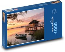 Boot auf dem See bei Sonnenuntergang Puzzle 1000 Teile - 60 x 46 cm