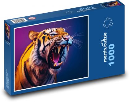 Tiger mit offenem Mund - Puzzle - 1000 Teile