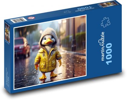 Roztomilé kachňátko v dešti  - puzzle 1000 dílků