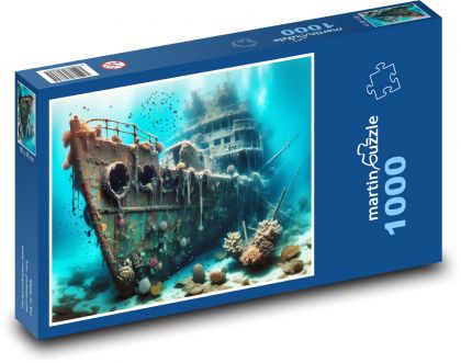 Vrak lodi pod hladinou moře - puzzle 1000 dílků