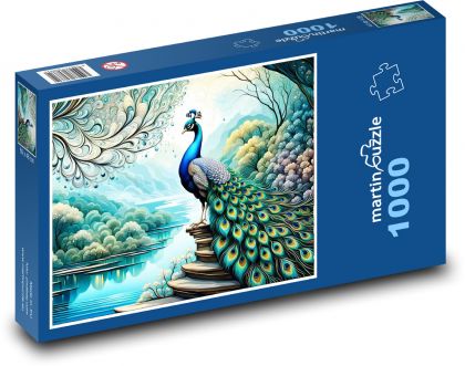 Pfau am Fluss - Puzzle - 1000 Teile