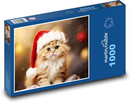 Kiesiges Kätzchen im Weihnachtshut - Puzzle - 1000 Teile