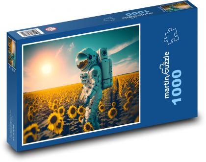 Astronaut v poli slunečnic - puzzle 1000 dílků