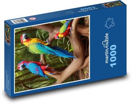 Barevní papoušci na stromě - Puzzle 1000 dílků, rozměr 60x46 cm