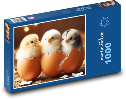 Wylęgowe kurczaki w łupinach - Puzzle 1000 elementów, rozmiar 60x46 cm