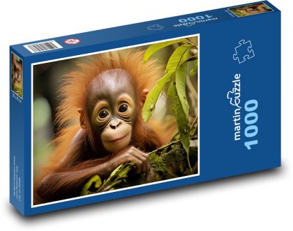 Roztomilé mládě orangutana - puzzle 1000 dílků