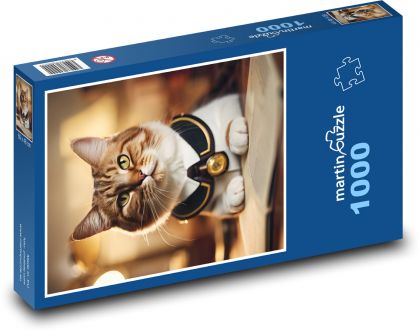 Wykształcony kot z książką - Puzzle 1000 elementów, rozmiar 60x46 cm