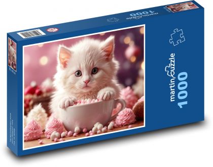 Süßes Kätzchen mit Cupcakes - Puzzle - 1000 Teile