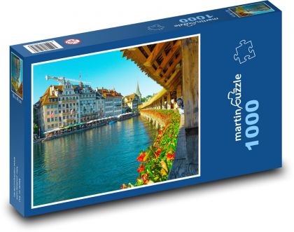 Lucern - Švajčiarsko, most - Puzzle 1000 dielikov, rozmer 60x46 cm