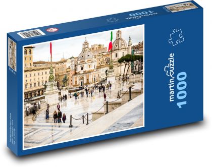 Řím - Itálie, náměsti po dešti - Puzzle 1000 dílků, rozměr 60x46 cm