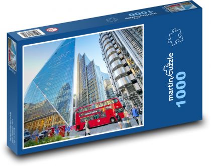 Londýn - Červený autobus, Anglie - Puzzle 1000 dílků, rozměr 60x46 cm