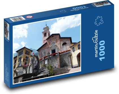 Entracque - farní kostel, Itálie - Puzzle 1000 dílků, rozměr 60x46 cm