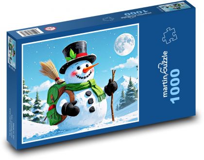 Schneemann - Winter, Natur - Puzzle - 1000 Teile