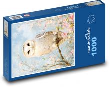 Sova - kvetoucí strom, pták Puzzle 1000 dílků - 60 x 46 cm