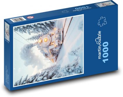 Vlak - zasnežená krajina, príroda - Puzzle 1000 dielikov, rozmer 60x46 cm