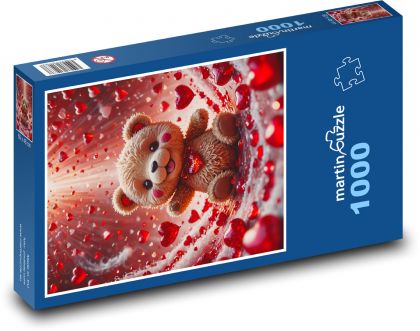 Medvedík so srdiečkami - Puzzle 1000 dielikov, rozmer 60x46 cm
