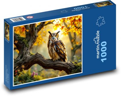 Sova na vetve - Puzzle 1000 dielikov, rozmer 60x46 cm