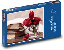 Staré knihy s růžemi Puzzle 1000 dílků - 60 x 46 cm
