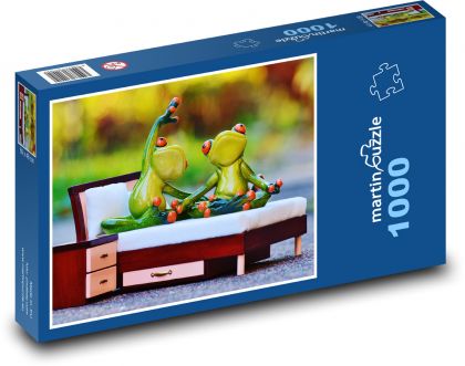 Žaby na posteli - Puzzle 1000 dielikov, rozmer 60x46 cm