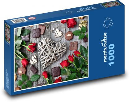 Red Roses for Valentine´s Day - Puzzle 1000 pieces, size 60x46 cm 