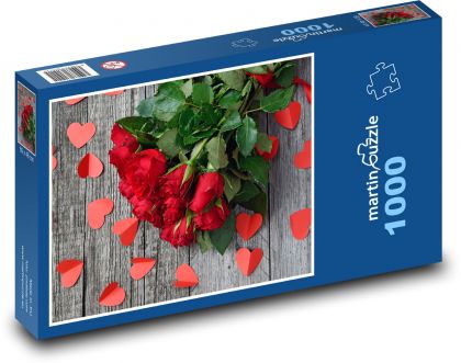 A bouquet of red roses for Valentine´s Day - Puzzle 1000 pieces, size 60x46 cm 