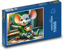 Šťastná myš Puzzle 1000 dílků - 60 x 46 cm