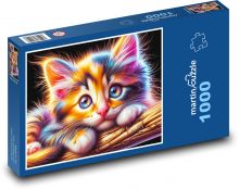 Barevné kotě Puzzle 1000 dílků - 60 x 46 cm