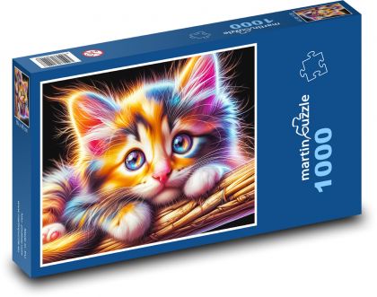 Barevné kotě - Puzzle 1000 dílků, rozměr 60x46 cm