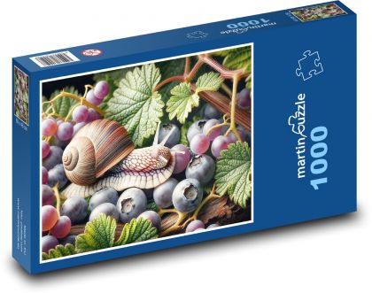 Slimák v čučoriedkach - Puzzle 1000 dielikov, rozmer 60x46 cm