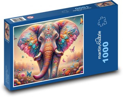 Barevný slon - Puzzle 1000 dílků, rozměr 60x46 cm