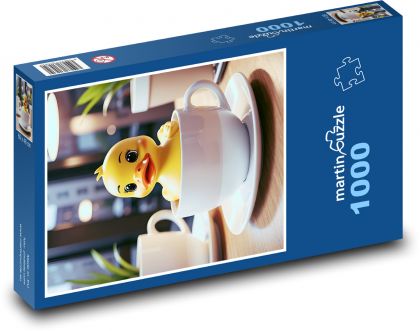 Gumowa kaczka w kubku - Puzzle 1000 elementów, rozmiar 60x46 cm
