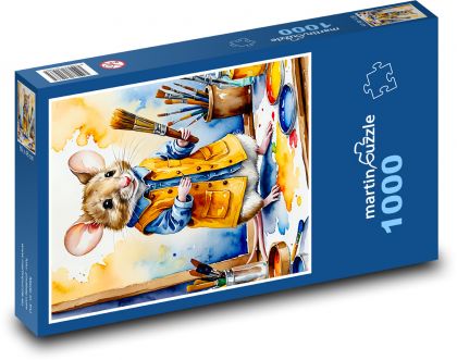 Myš - malíř - Puzzle 1000 dílků, rozměr 60x46 cm