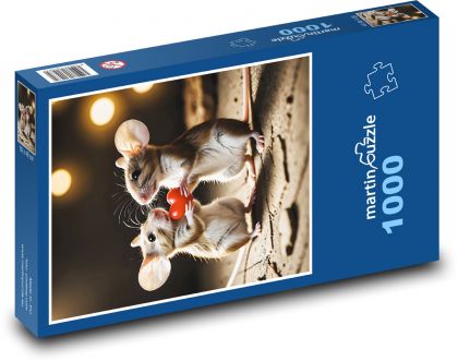 Valentine´s Day Mice in Love - Puzzle 1000 pieces, size 60x46 cm 