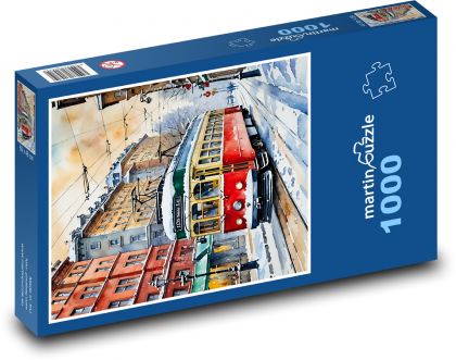 Verschneite Straßenbahn - Puzzle - 1000 Teile