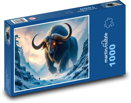 Rozzuřený býk - Puzzle 1000 dílků, rozměr 60x46 cm