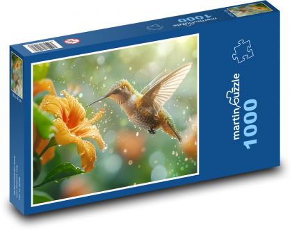 Koliber na kwiatku - Puzzle 1000 elementów, rozmiar 60x46 cm