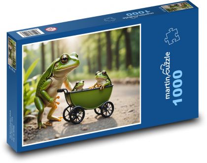 A frog carries children in a stroller - Puzzle 1000 pieces, size 60x46 cm 