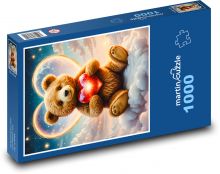 Medvídek se srdcem k Valentýnu Puzzle 1000 - 60x46 cm