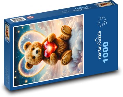 Medvídek se srdcem k Valentýnu - puzzle 1000 dílků
