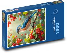 Vták s bobuľami ríbezlí Puzzle 1000 dielikov - 60 x 46 cm 